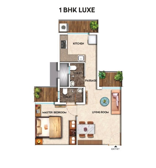 Suraksha Smart City - 1 BHK Luxe unit plan